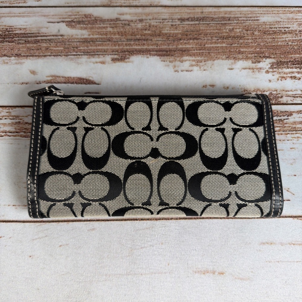 COACH Hampton Signature slim envelope wallet black #42986 - Picture 2 of 5